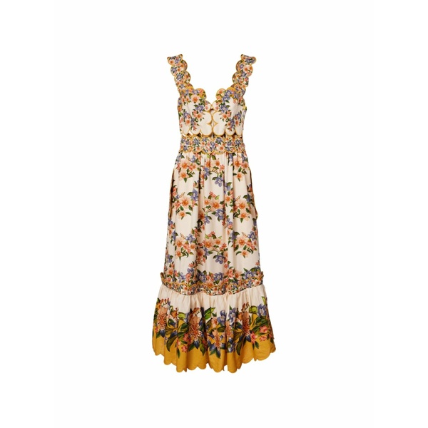耕園 リオ レディース 衣裳 トップス Hilo floral-print scalloped dress Neutrals