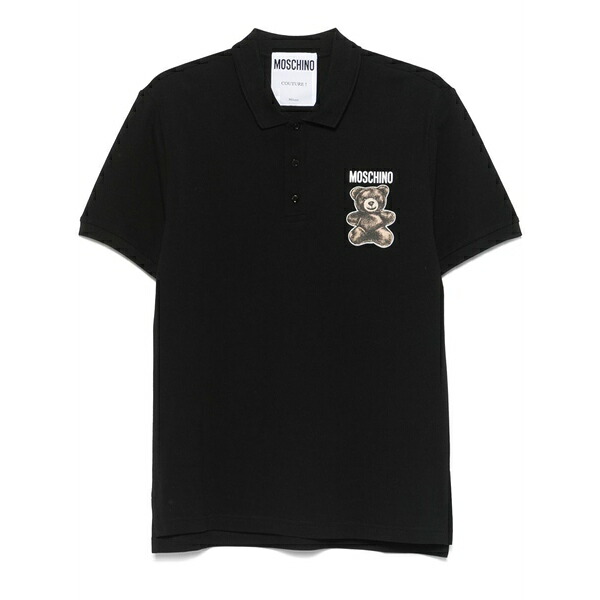 モスキーノ メンズ スポーツシャツ トップス Teddy bear-print polo shirt Black