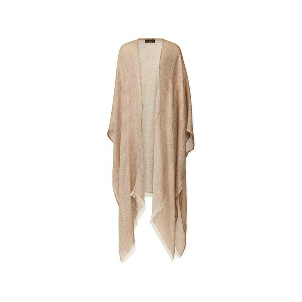 ファビアナ フィリッピ レディース 厚地の外套 アウター Metallic-effect frayed-edge poncho Neutrals