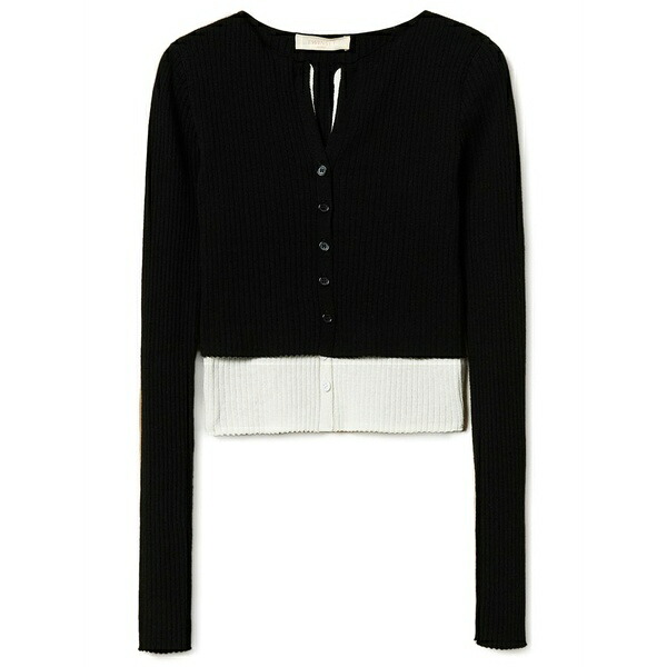 ツイン仕掛ける レディース ジレー アウター Ribbed cardigan Black