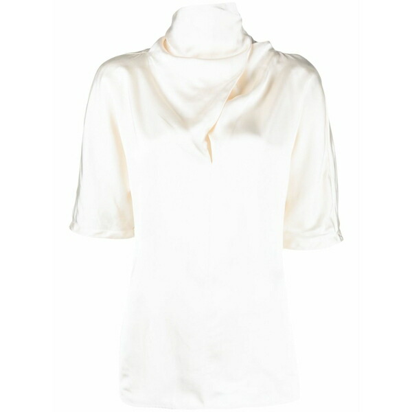 ジル・サンダー レディース プルオーバー トップス High-neck silk blouse Neutrals