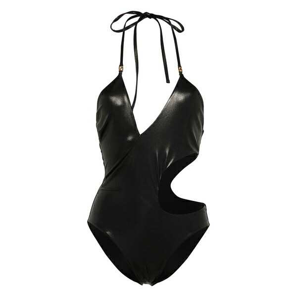 ヴェルサーチ レディース 衣裳 トップス Greca cut-out halterneck swimsuit Black