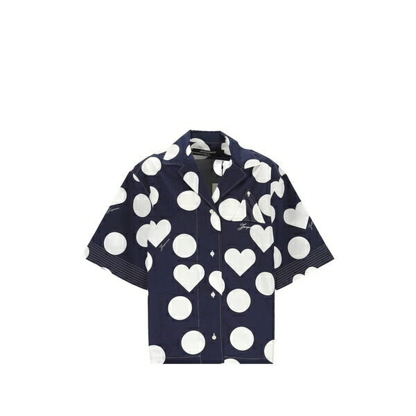 ジャクエムス レディース プルオーバー トップス Polka-dot heart-print shirt Blue