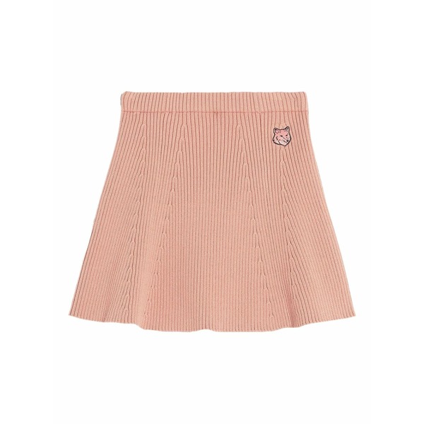 住み家 稲荷 レディース スコート ボトムス Ribbed-knit flared mini skirt Pink