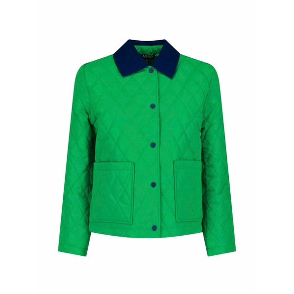 ラルフローレン レディース 上衣＆上衣 アウター Twill-trim diamond-quilted jacket Green