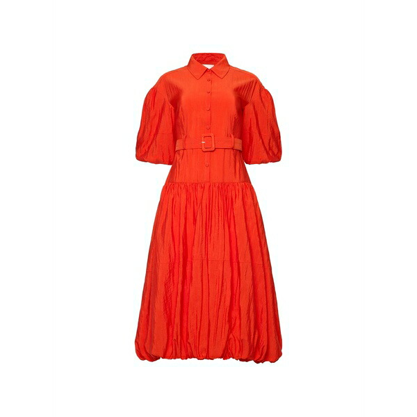 サンクアセプト レディース 衣装 トップス Daliah belted balloon-sleeve MIDI dress Red