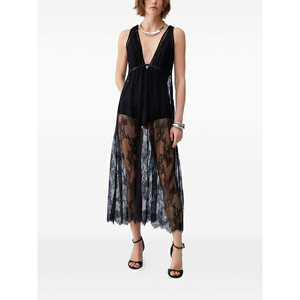 リュージョー レディース 衣裳 トップス Chantilly lace v-neck MIDI dress Black