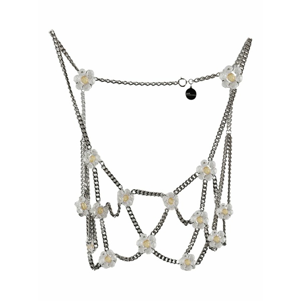 ノワール ケイ ニノミヤ レディース プルオーバー トップス Flower-embellished chain top Silver
