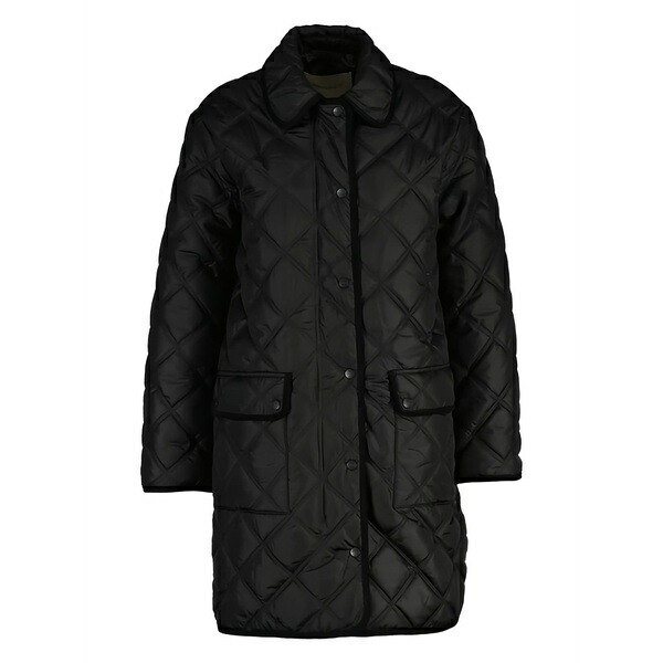 ガント レディース 厚地の外套 アウター Quilted corduroy-trim coat Black