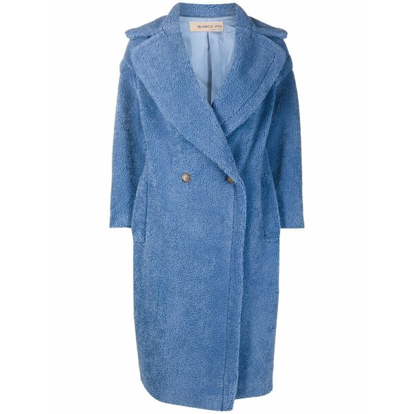 ブランカ ヴィータ レディース 厚地の外套 アウター Tuia double-breasted teddy coat Blue
