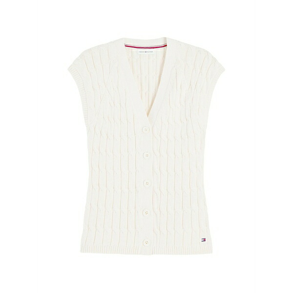 トミー ヒルフィガー レディース ジレー アウター Cable-knit sleeveless cardigan Neutrals