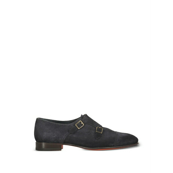 サントーニ メンズ 御召しものシューズ シューズ Double-buckle suede monk shoes Blue