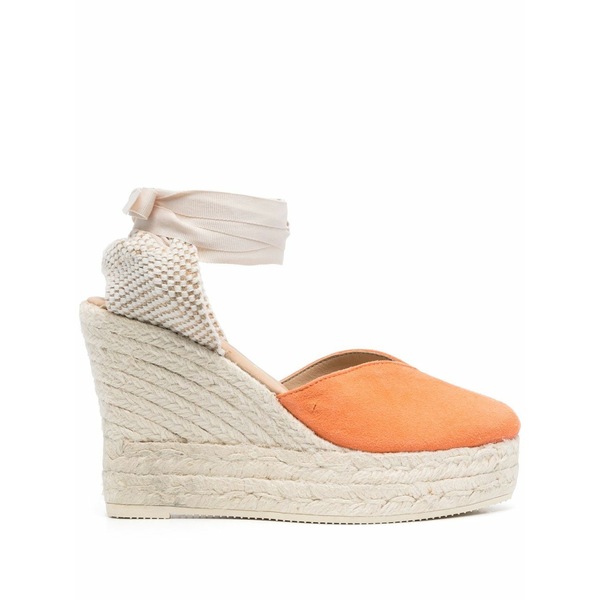 マネビ レディース サンダル シューズ Contrast-panel espadrille wedges Orange