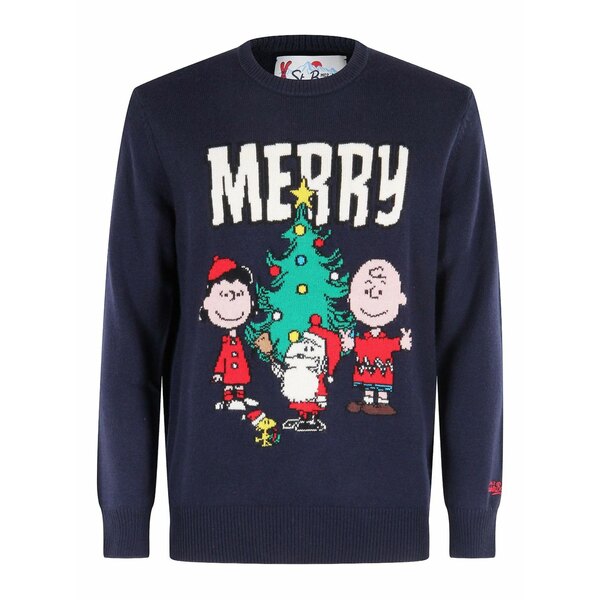 エムシーツーセイントバース メンズ 編み物\u0026プルオーバー アウター X peanuts heron crew-neck sweater Blue