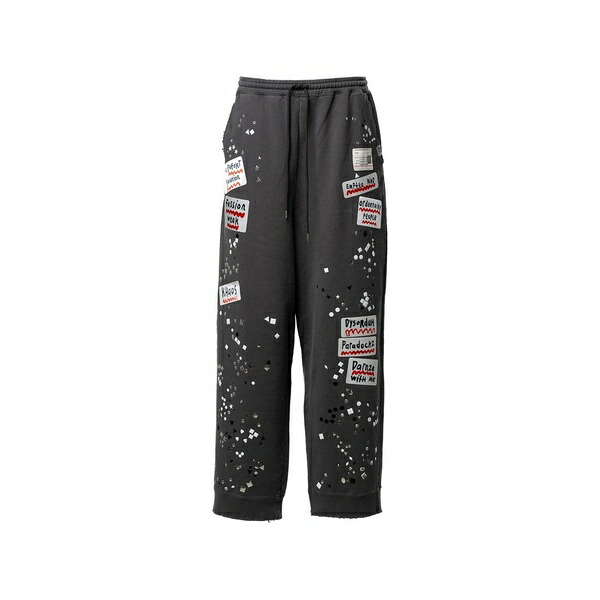 ミハラヤスヒロ メンズ 心地よいズボン下 ボトムス Stud-embellished patch-detail track pants Black