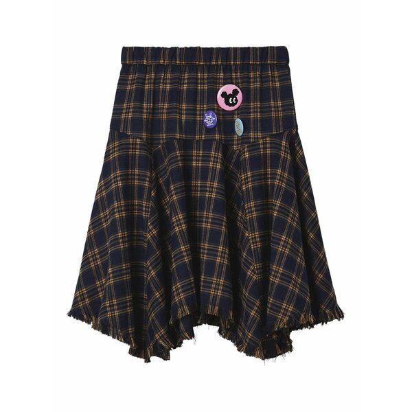 ミニ皮膚軟化剤 レディース スコート ボトムス Frayed plaid mini skirt Blue