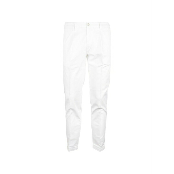 レアッシュ メンズ 心地好いズボン下 ボトムス Pressed-crease slim-fit trousers White