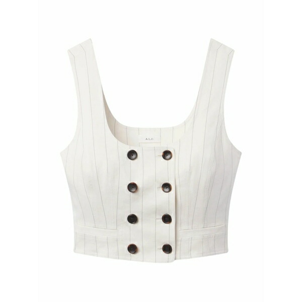 エーエルシー レディース カットソー トップス Darcy pinstripe double-breasted top White