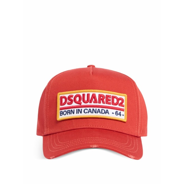 ディースクエアード メンズ かぶり笠 佩び物 Logo-patch baseball cap Red