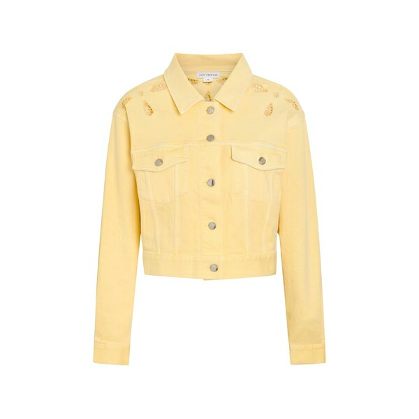 グッドアメリカン レディース ジャケット＆ブルゾン アウター Cut-out denim jacket Yellow｜asty