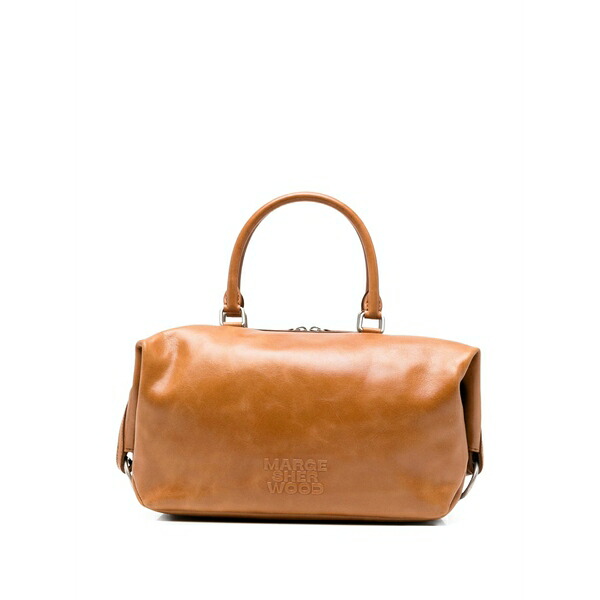 マージ シャー白木 レディース トートバッグ 御徒面子 Logo-embossed leather tote bag Brown