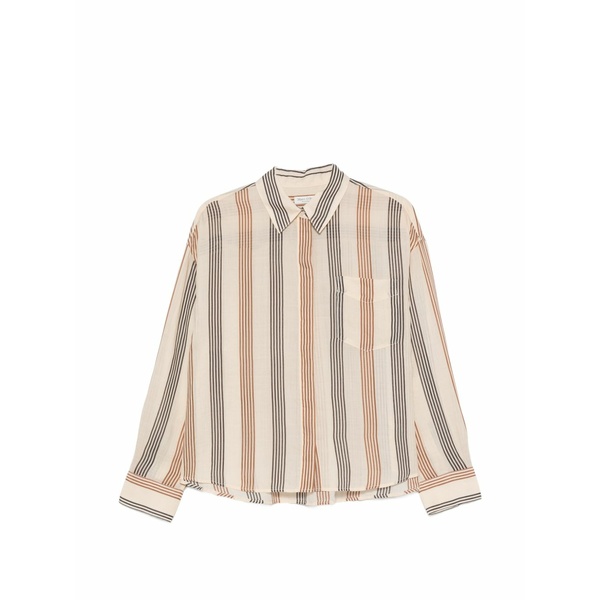 マルコポーロ レディース プルオーバー トップス Vertical-stripe shirt Neutrals