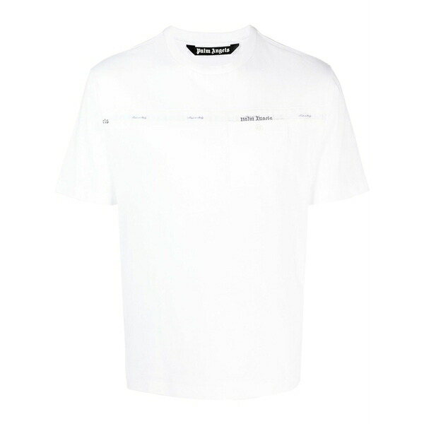 パーム・エンジェルス メンズ ティーシャツ トップス Logo-stripe crew-neck t-shirt White
