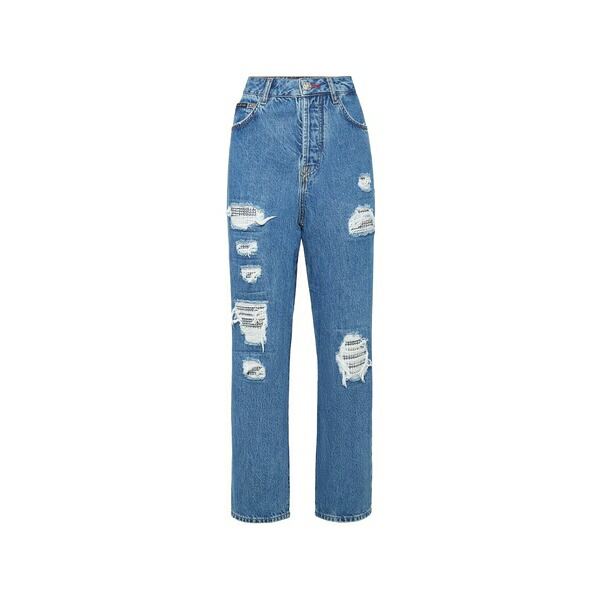 フィリップ飾り気の無い レディース ジーンズズボン下 ボトムス Distressed crystal-embellished jeans Blue