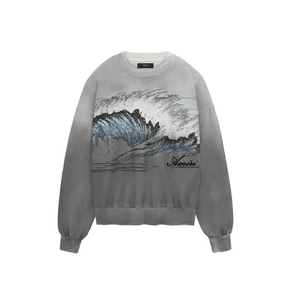 アミリ メンズ パーカー・スウェットシャツ アウター Wave-print oversized sweatshirt Grey