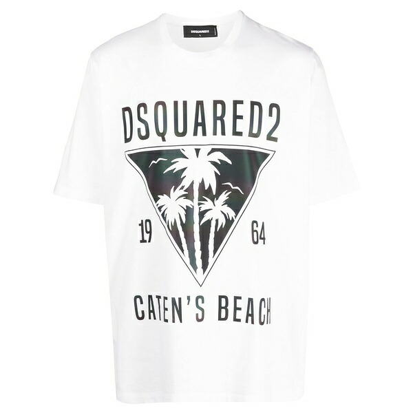 ディースクエアード メンズ ティーシャツ トップス Logo-print short-sleeved t-shirt White