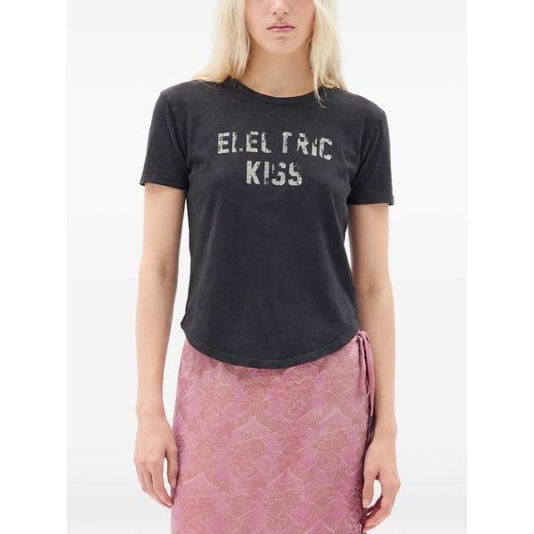アン ドゥムルメステール レディース ティーシャツ トップス Floor micro electric kiss t-shirt Black