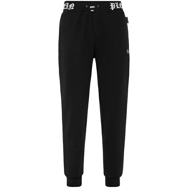 フィリップ飾り気の無い メンズ 心地好いズボン下 ボトムス Logo-embroidery track pants Black