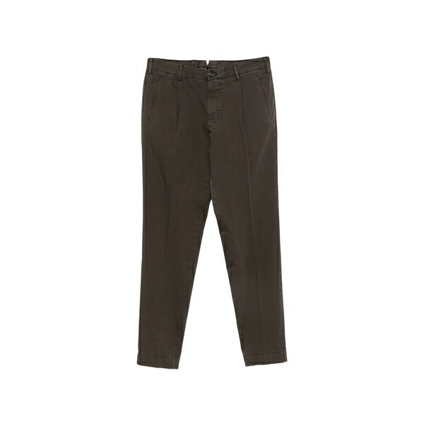 インコテックス メンズ 心地好いズボン下 ボトムス Pleated straight-leg trousers Brown