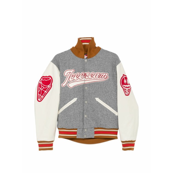 クリーム メンズ 上衣＆上衣 アウター Logo-patch bomber jacket Grey