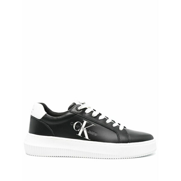 カルバンクライン レディース スニーカー シューズ Logo-print leather sneakers Black