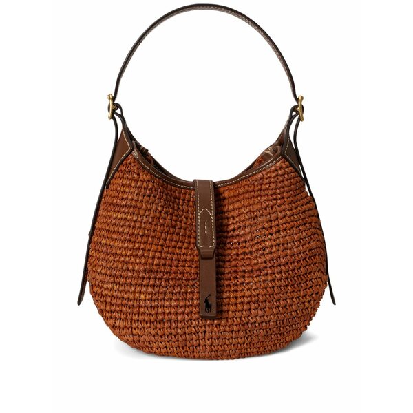 ラルフローレン レディース ショルダーバッグ 御徒面子 Small polo id raffia shoulder bag Brown