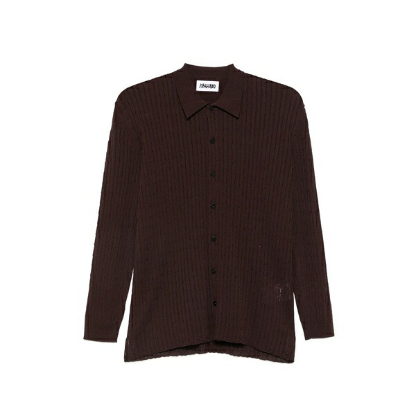 マリアーノ メンズ プルオーバー トップス Capricorn cable-knit button-down shirt Brown