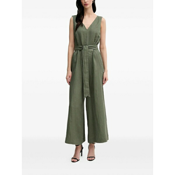 ベネトン  レディース 衣裳 トップス V-neck belted jumpsuit Green