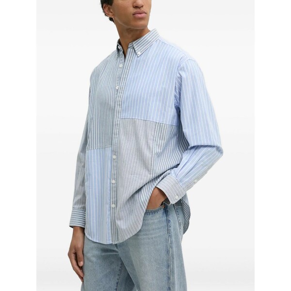 デジグアル メンズ プルオーバー トップス Striped panelled shirt Blue