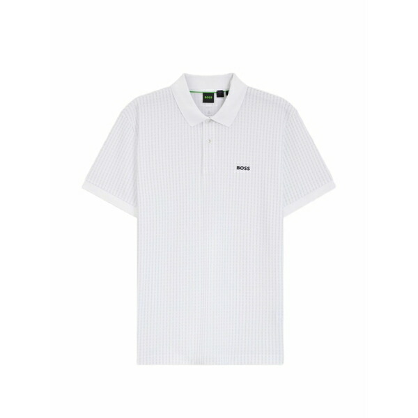 雇い主 メンズ スポーツシャツ トップス Check-pattern logo-patch polo shirt White