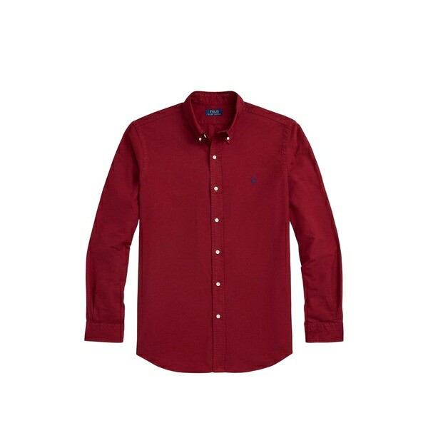 ラルフローレン メンズ プルオーバー トップス Logo-embroidered button-down shirt Red