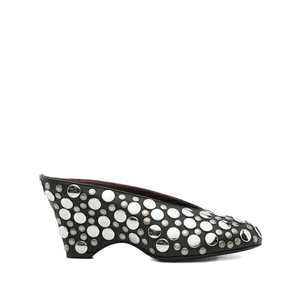 紙凧 レディース サンダル シューズ 70粍 cloak metallic-studded heeled mules Black