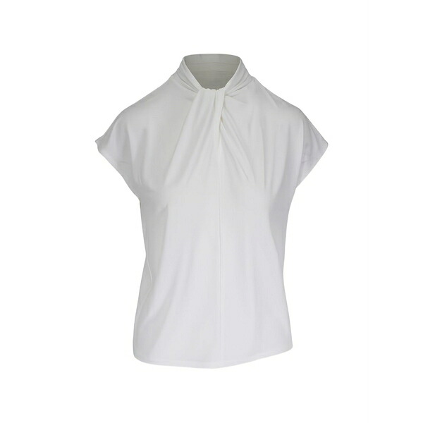 ヴィンス レディース プルオーバー トップス Twisted-collar sleeveless blouse White