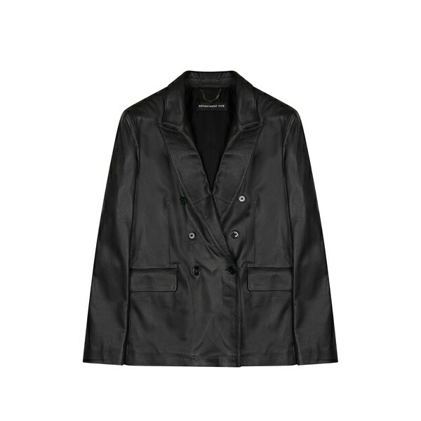 デパートメントファイブ レディース 上衣＆上衣 アウター Double-breasted leather blazer Brown