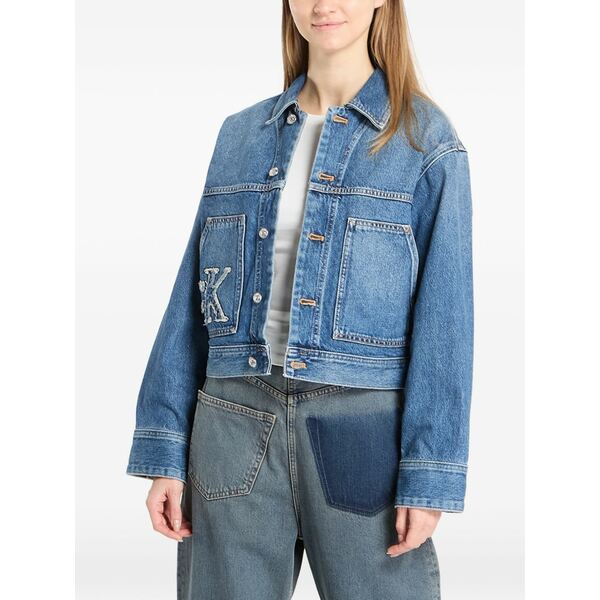 カルバンクライン レディース ジャケット＆ブルゾン アウター Workwear logo-appliqu&pound; denim jacket Blue｜asty