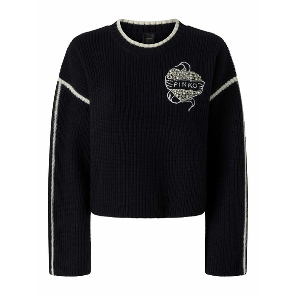ピンコ レディース 編み物\u0026プルオーバー アウター Logo-intarsia sweater Black
