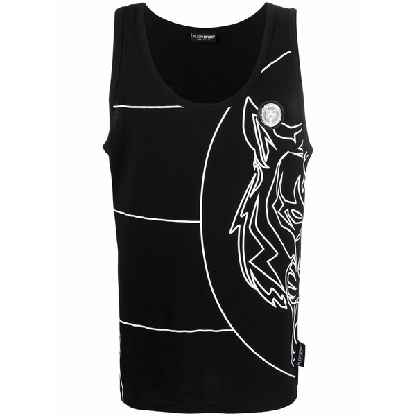 飾り気のない運動競技 メンズ ティーシャツ トップス Tiger print tank top Black