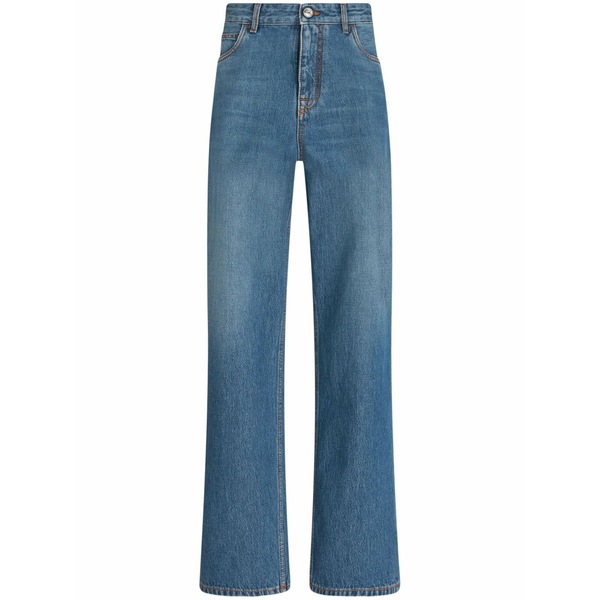 エトロ レディース ジーンズズボン下 ボトムス Pegaso-embroidered wide-leg jeans Blue