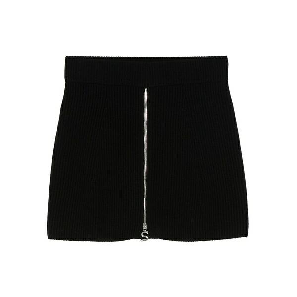運動競技マックス レディース スコート ボトムス Ribbed zip-front mini skirt Black