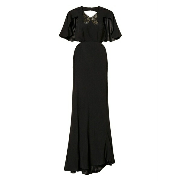 ツイン書き割り レディース 衣裳 トップス Embroided butterfly MIDI dress Black